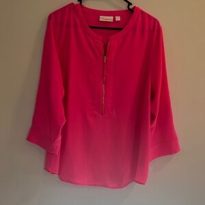 Belle by Kim Gravel Vibrant Pink Blouse with Gold Accent